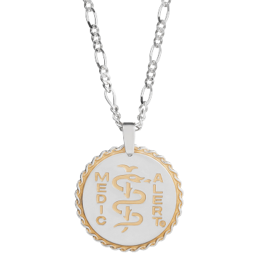 QR Code Figaro Elite Medical ID Necklace Sterling Silver, Silver Gold, large image number 1